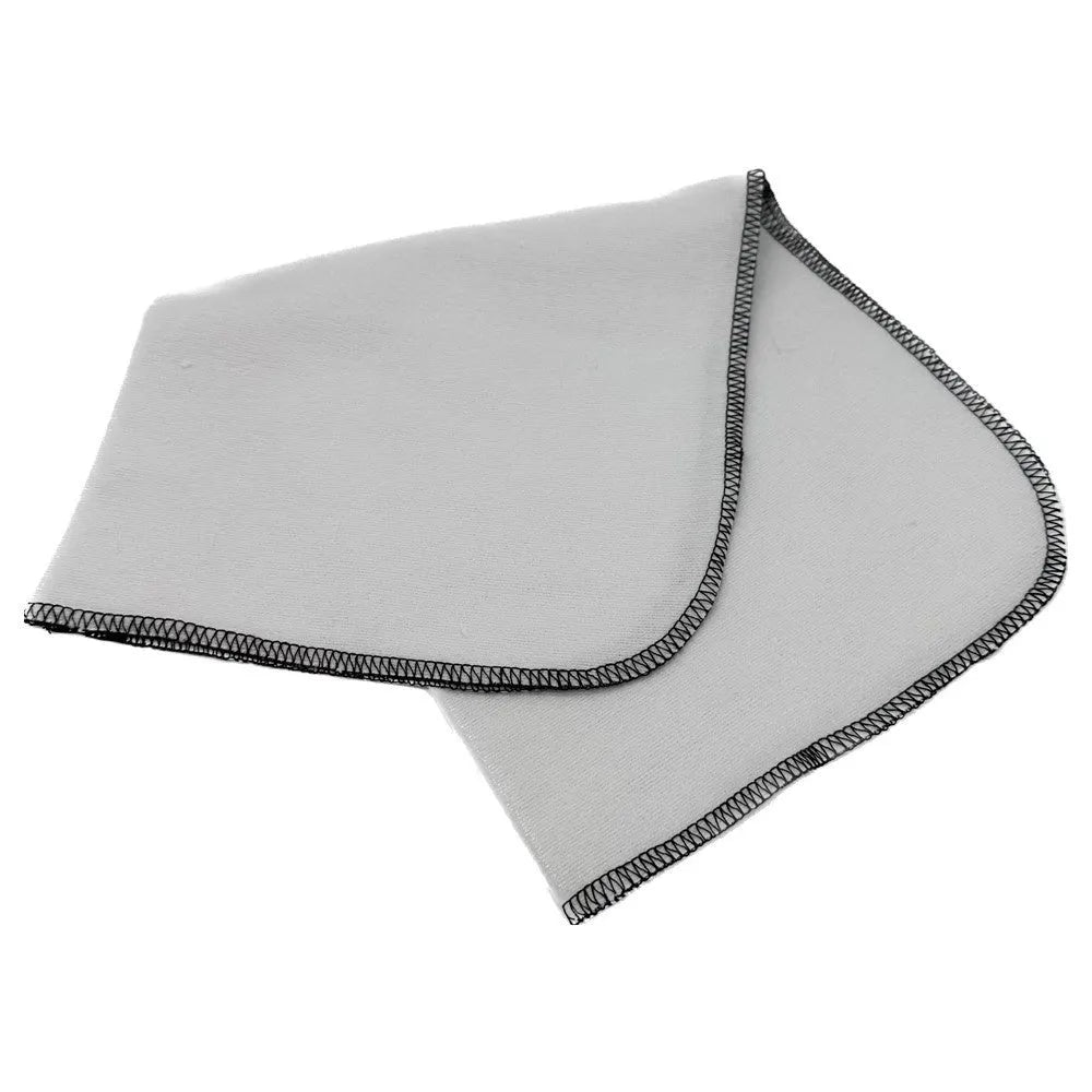 Cotton cleaning and polishing cloth 13 x 50 cm for shoe care, light colour, on a wooden surface
