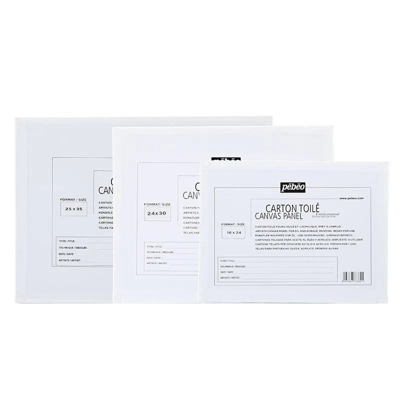 White primed cotton canvas panel oil painting board on flat surface
