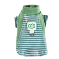 Cute striped knitted dog shirt with metal belt loop, pink and blue stripes style