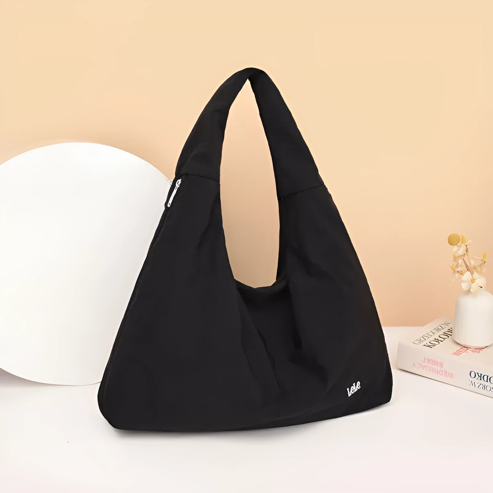 Heart-shaped nylon underarm bag in four colours with crossbody strap
