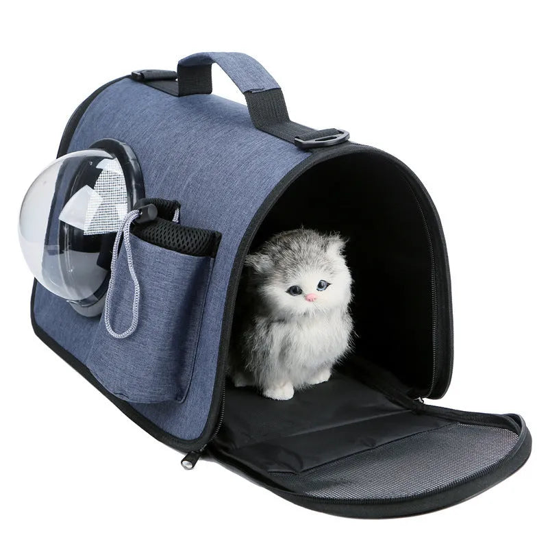 Portable crossbody pet bag in Oxford material with 13kg capacity, cup lid colour camouflage
