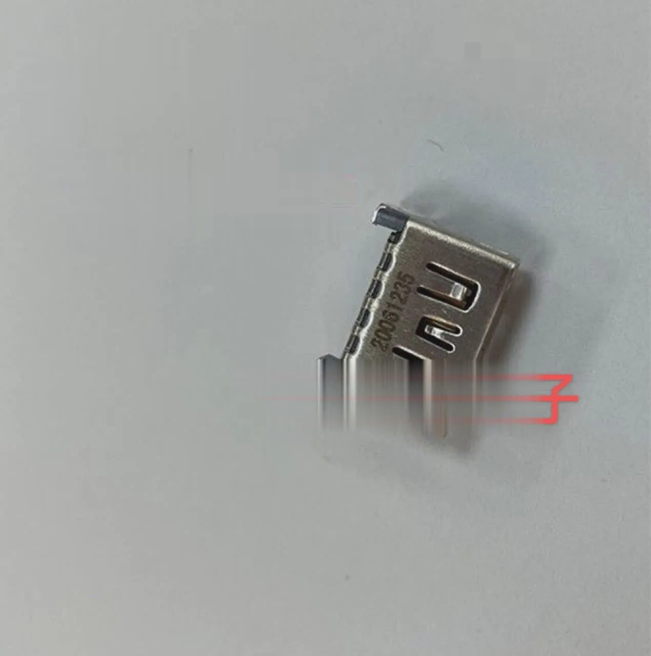 Silver HDMI interface host socket for motherboard mounting and repair.
