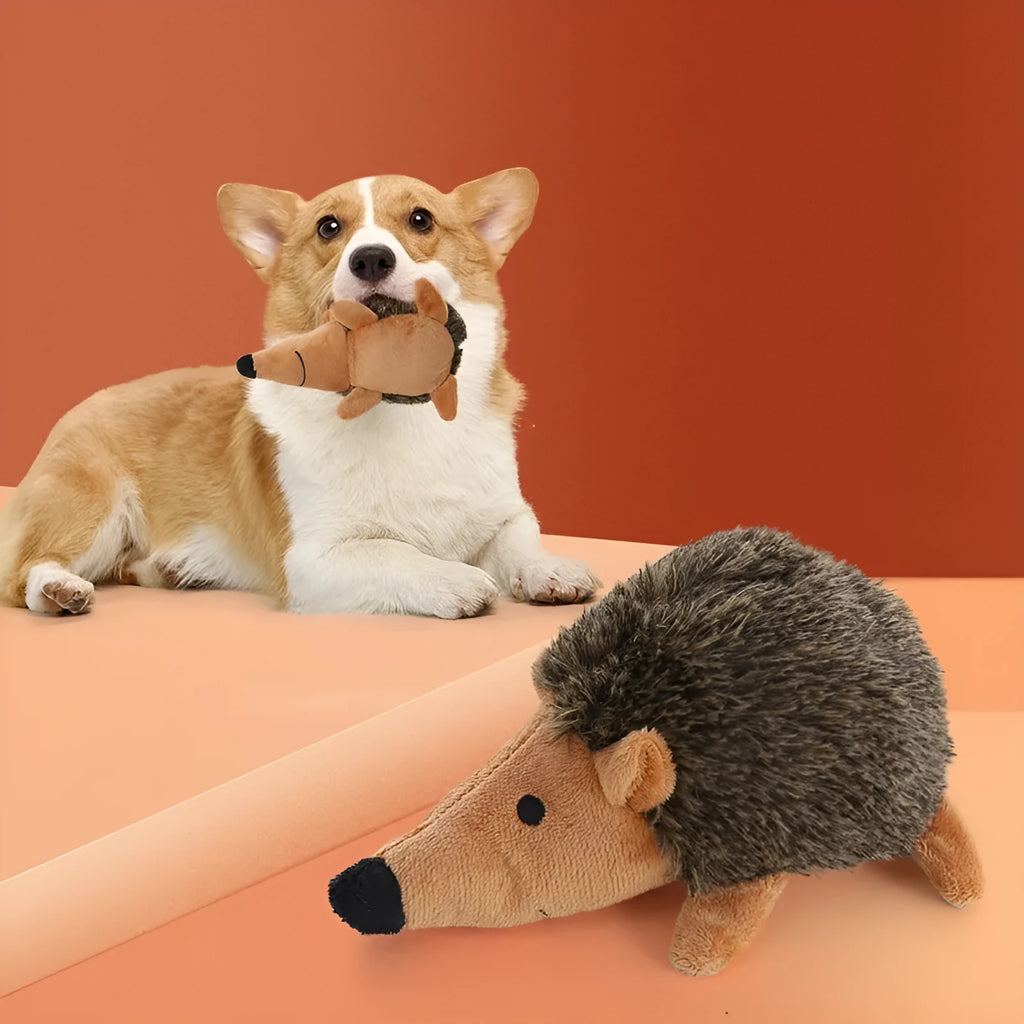 Cute hedgehog-shaped bite-resistant washable plush dog toy 20cm for small and medium dogs
