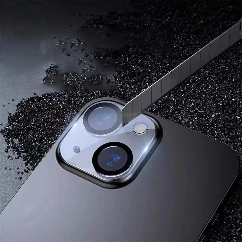 Screen printing 3D radian tempered glass lens protection film for iPhone with black luminous ring