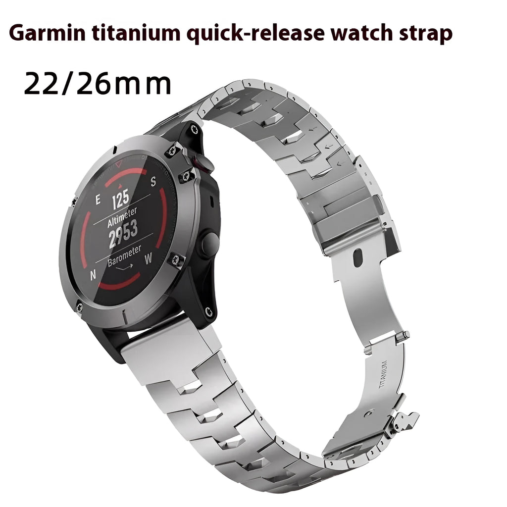 Garmin Fenix Jiaming replacement watch strap in black, silver or titanium colour