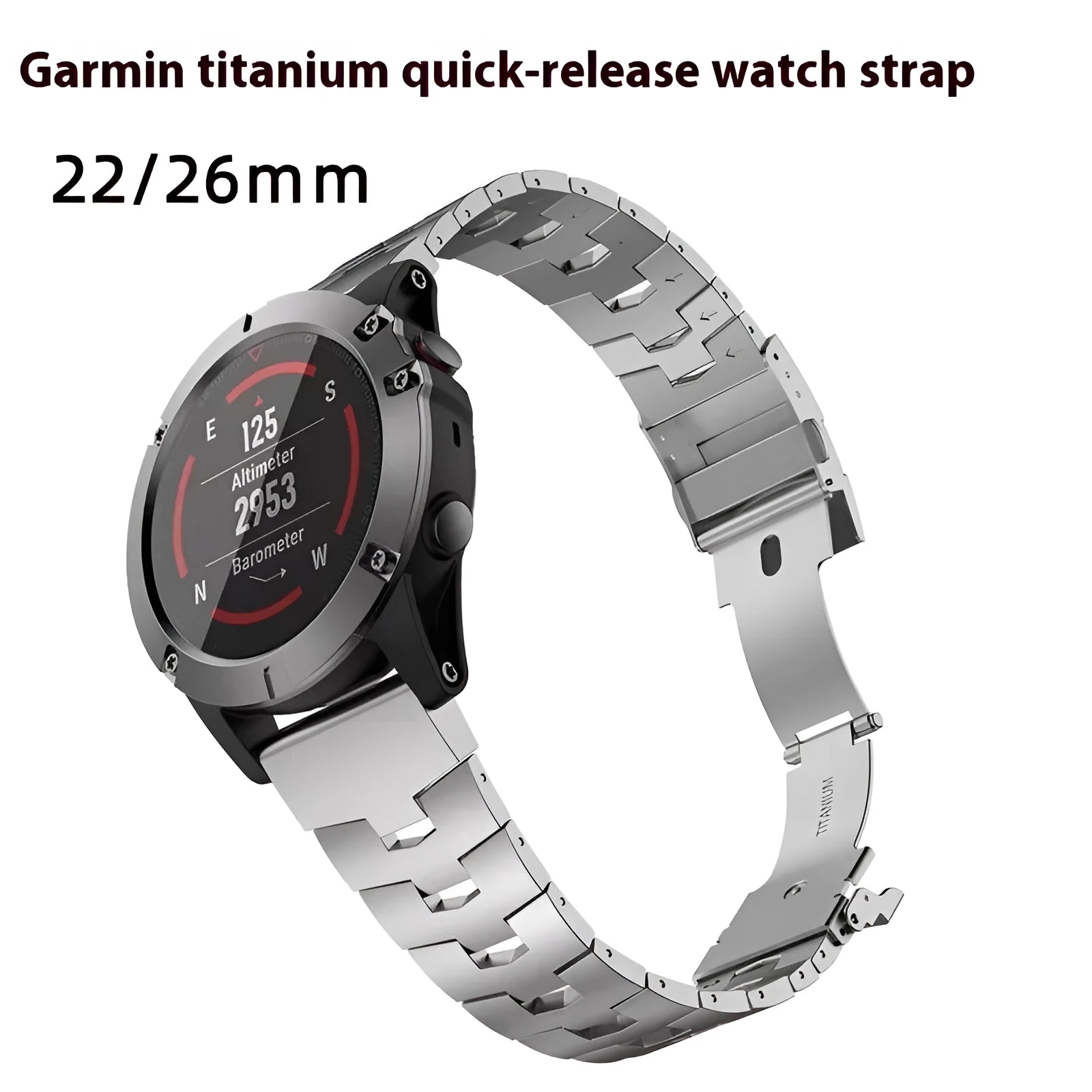 Garmin Fenix Jiaming replacement watch strap in black, silver or titanium colour