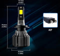 6000K white LED car headlight bulb with aluminium heatsink and connector for H7, 9005 fitments.