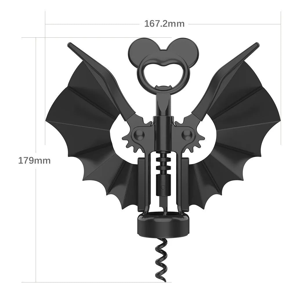 2-in-1 wine bottle opener and bat bottle opener in zinc alloy, 179x167.2mm, with simple packaging