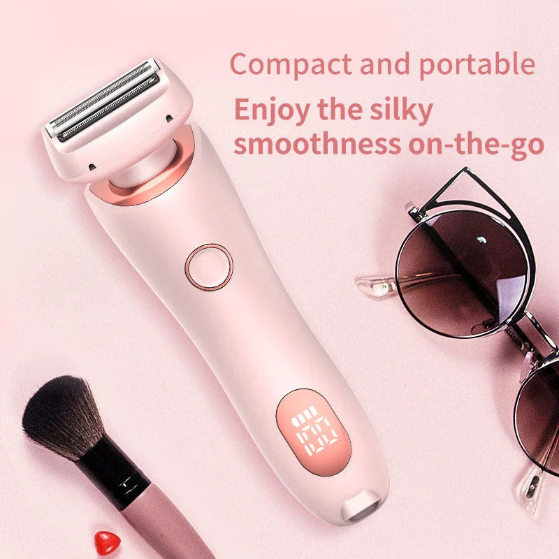 An electric shaver for women with foil and rotating heads for comprehensive hair removal