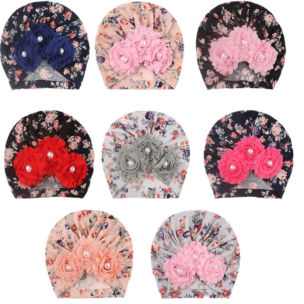 SUNFLOWER sticky beads soft printed polyester children's hat in black, dome crown style, average size