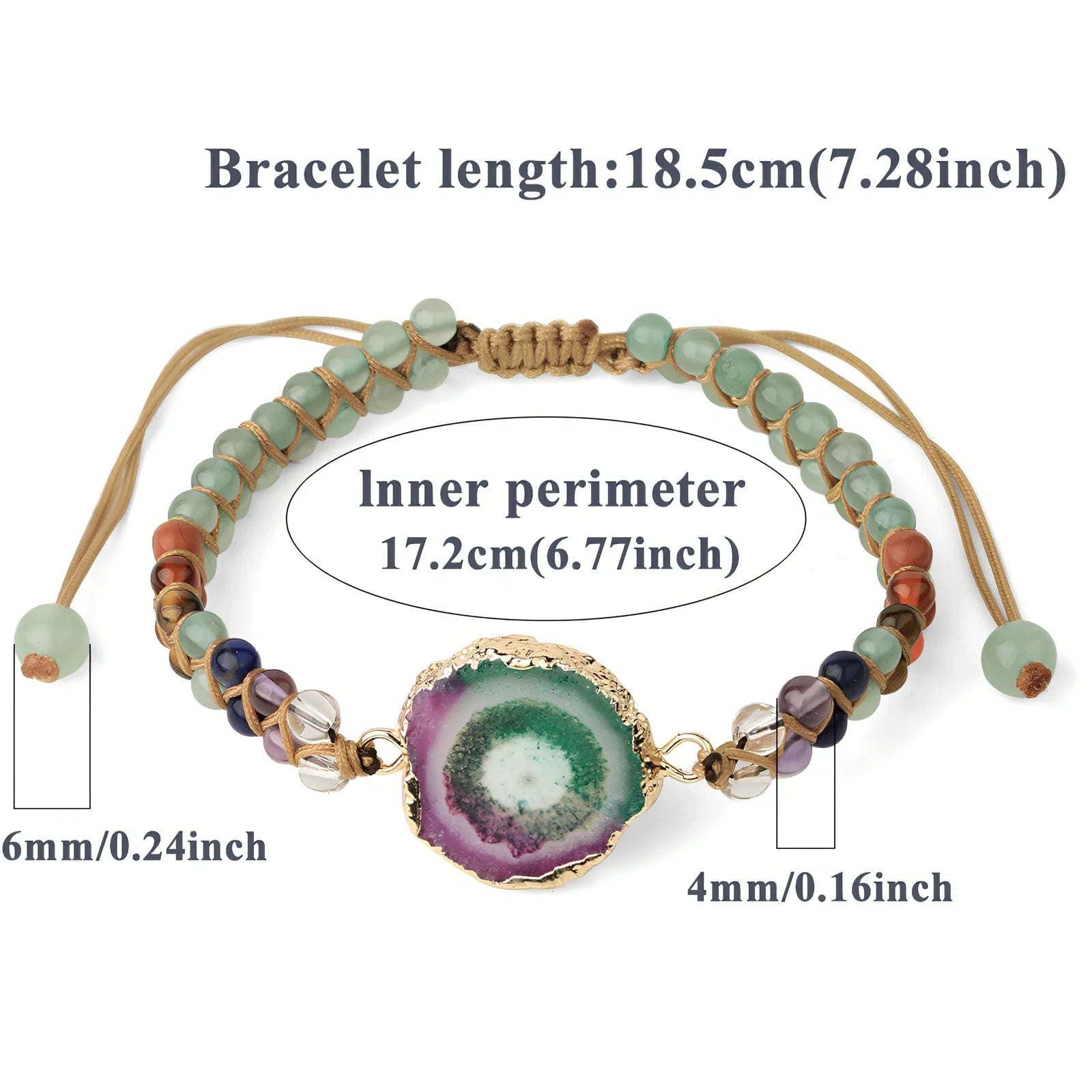 Geometric braided yoga bracelet with natural agate and crystal beads in lapis lazuli colour