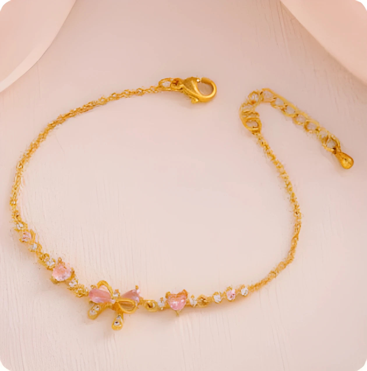 18K gold plated heart shaped butterfly zircon bracelet for women in gold finish