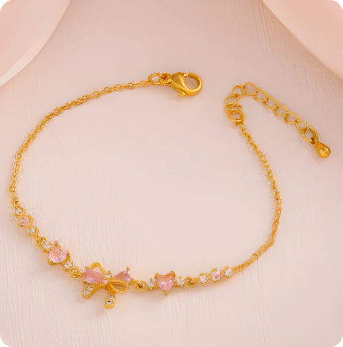 18K gold plated heart shaped butterfly zircon bracelet for women in gold finish