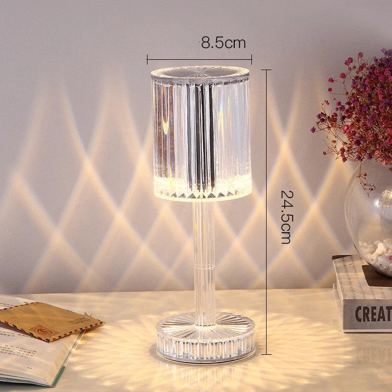Elegant crystal table lamp with dimmable LED lighting for home decor