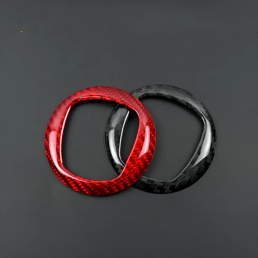 Real dry carbon fibre steering wheel decorative sticker in black and red colour options