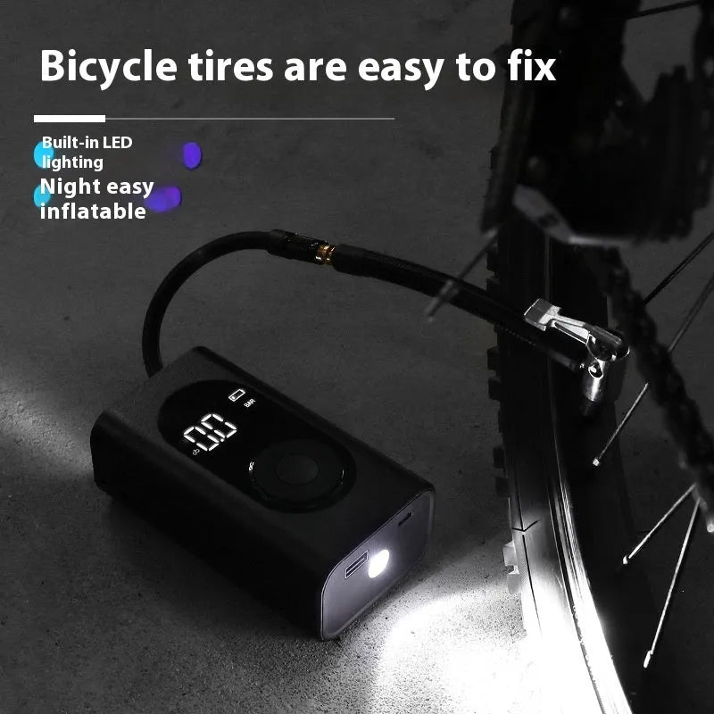 Handheld mini portable tyre pump with USB charging cable for car, motorcycle and bicycle inflation