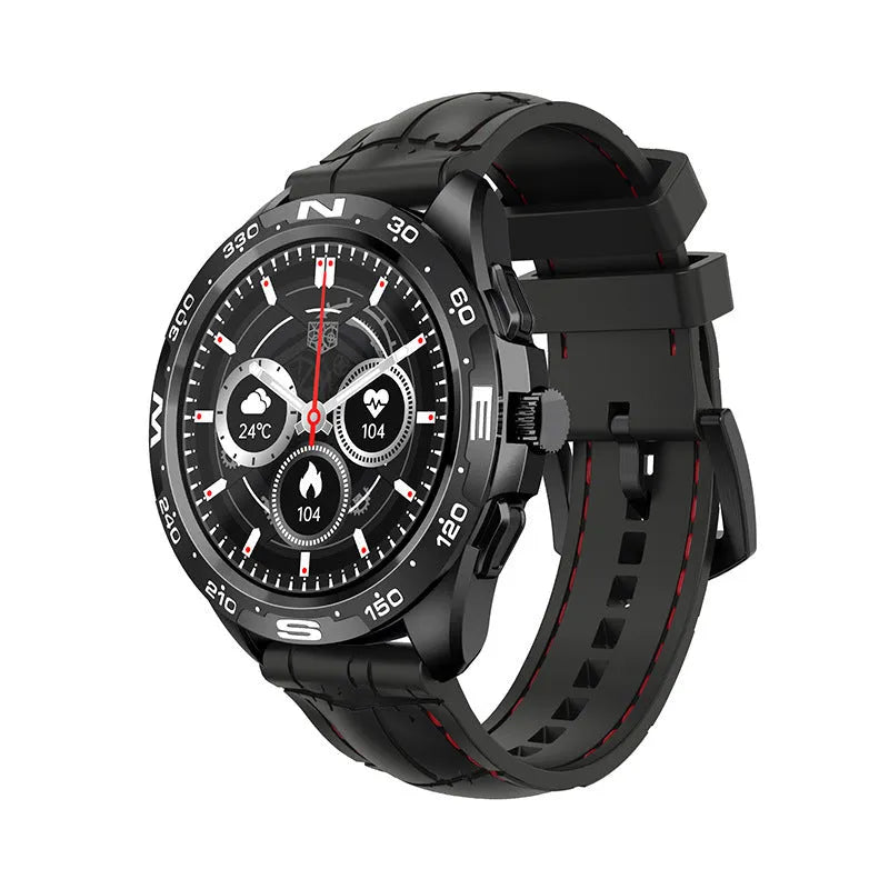 Smart watch with touchscreen display showing health metrics on adjustable silicone wristband