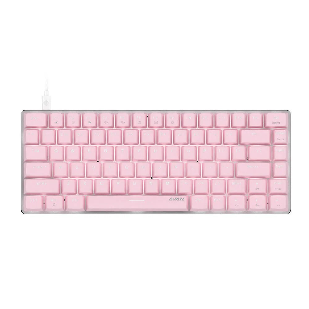 Pink metal mechanical gaming keyboard with white backlight and 82 keys