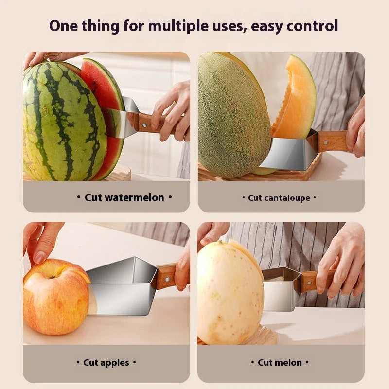 Stainless steel watermelon splitter with triangle cutting design for easy fruit slicing