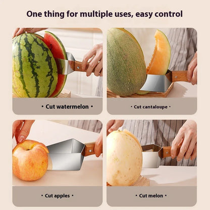 Stainless steel watermelon splitter with triangle cutting design for easy fruit slicing