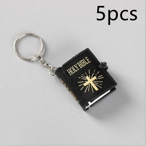 Mini Holy Bible Keychain with Jesus Cross in PVC colour leather, dimensions 4.5x6.0cm