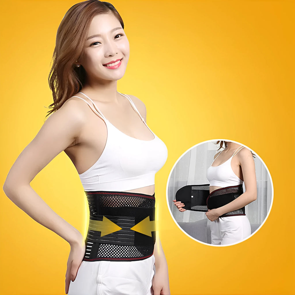 Black sports waist support with steel plate for lumbar protection during yoga, basketball, mountaineering, and fitness