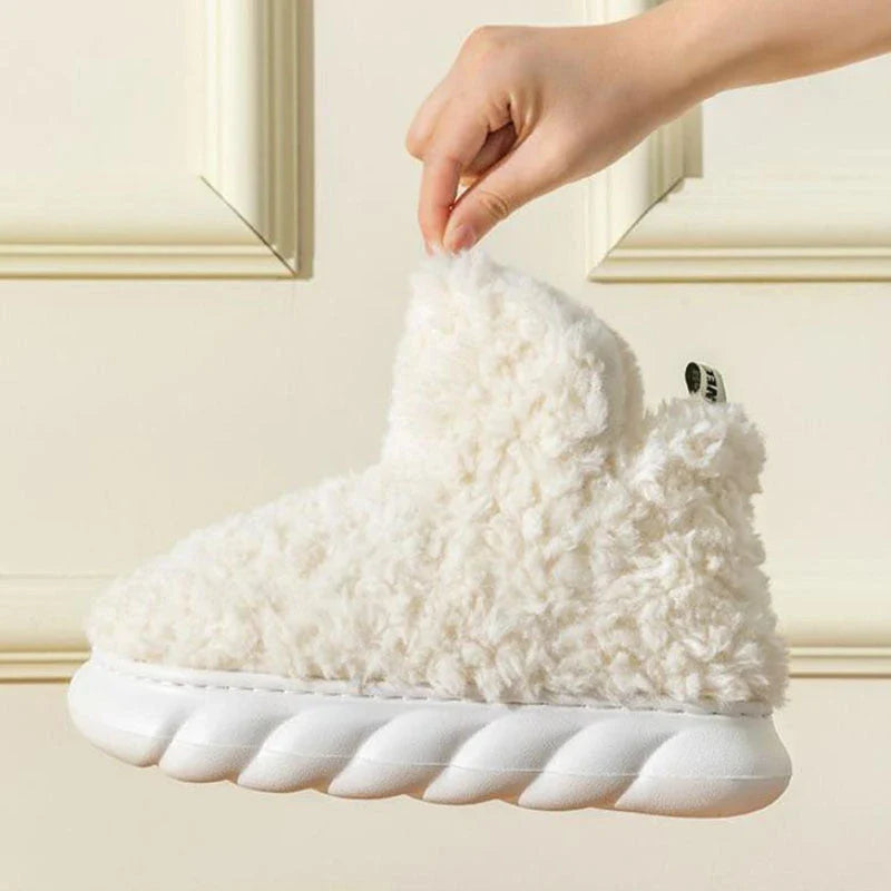 Heeled waterproof cotton slippers in various colours for winter wear