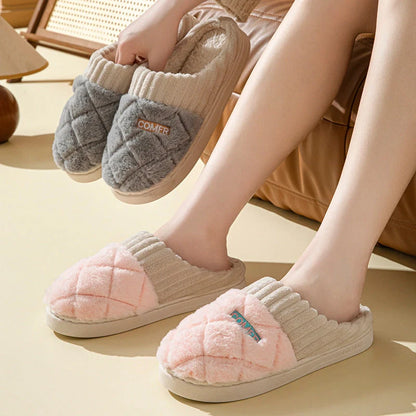 Rhombic letter home slippers with non-slip sole in various colours