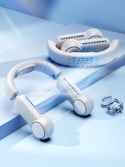 Portable neck fan with USB rechargeable battery and adjustable 3-speed settings