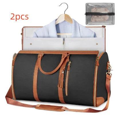 Spacious Travel Duffle Bag: Versatile Women's Handbag with Foldable Suit Compartment and Waterproof Design