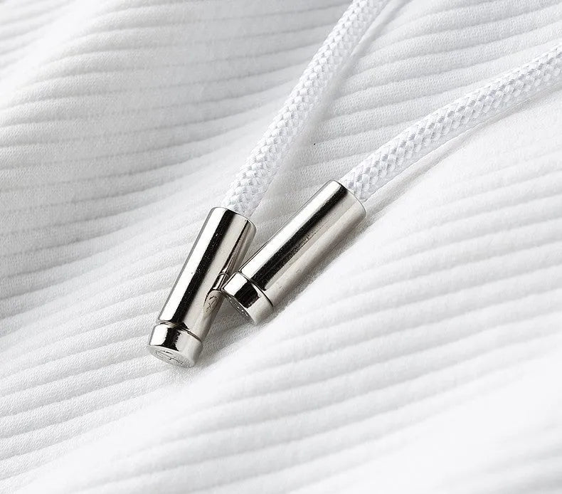 Men's twill stretch white trousers with side pockets and zip fly