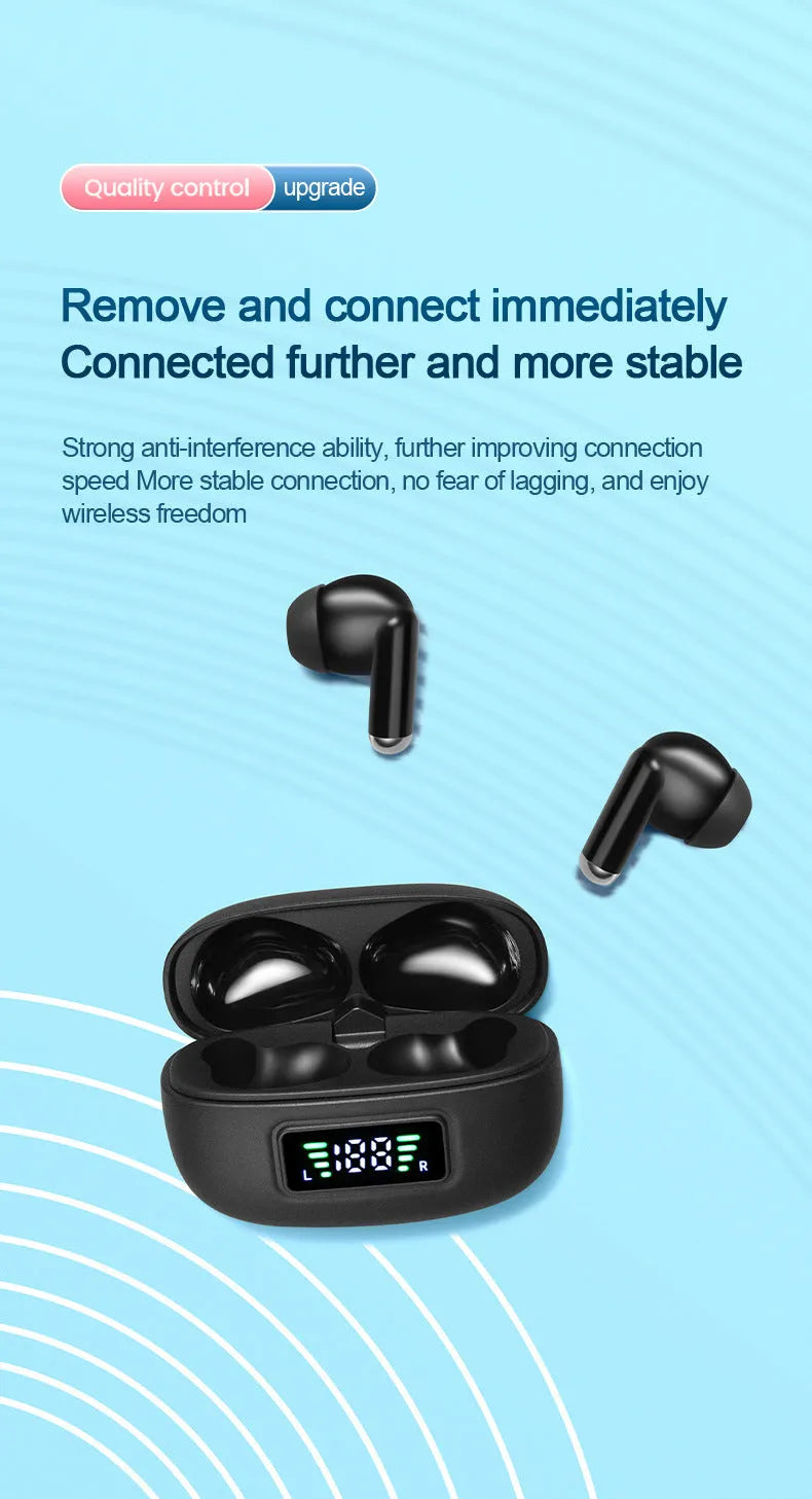 G80 wireless Bluetooth in-ear headset with digital display, white colour, plastic earbud design