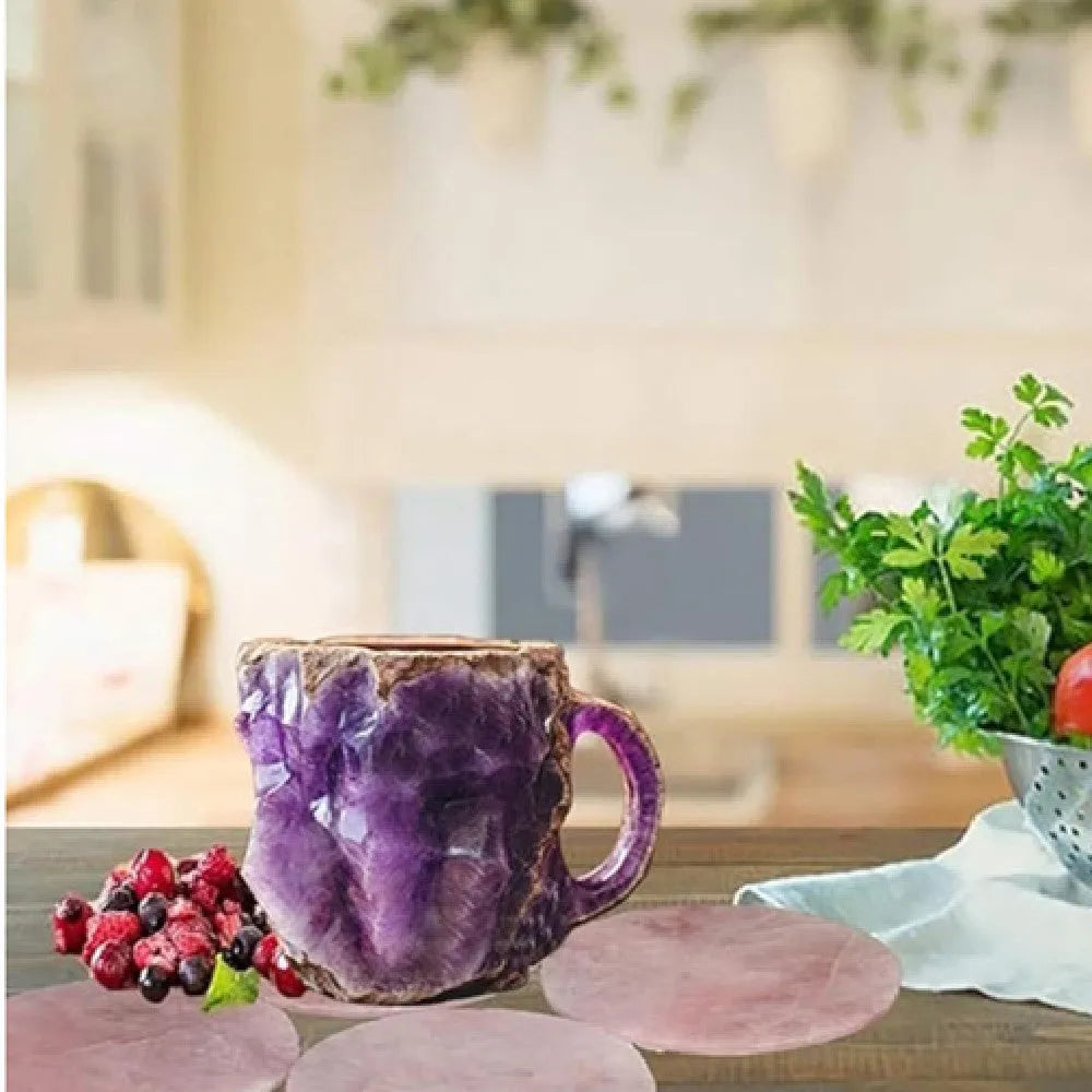 400ml resin mineral crystal coffee mug with handle in multiple colour options