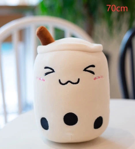 Strawberry Milk Tea Plush Boba Cup Toy in various colours and sizes