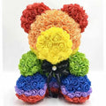Preserved flower bear 40cm rainbow bow tie white bear with rainbow heart polyethylene foam handmade