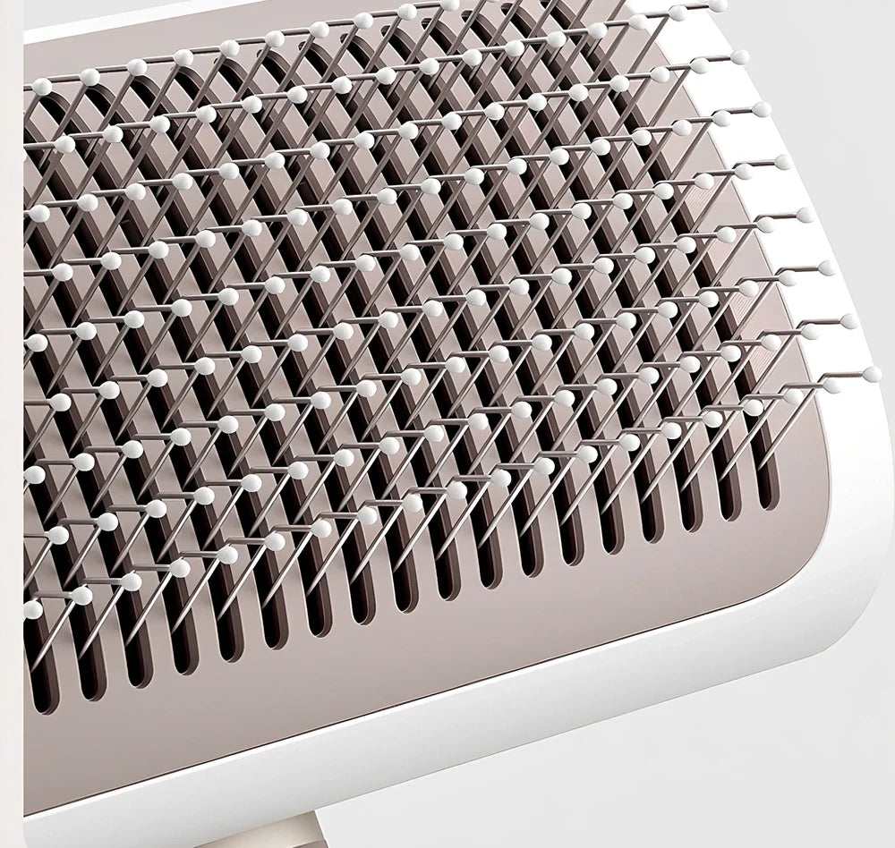 Grey 2-in-1 pet hair removal needle comb with stainless steel teeth, 185mm long, for cats and dogs grooming