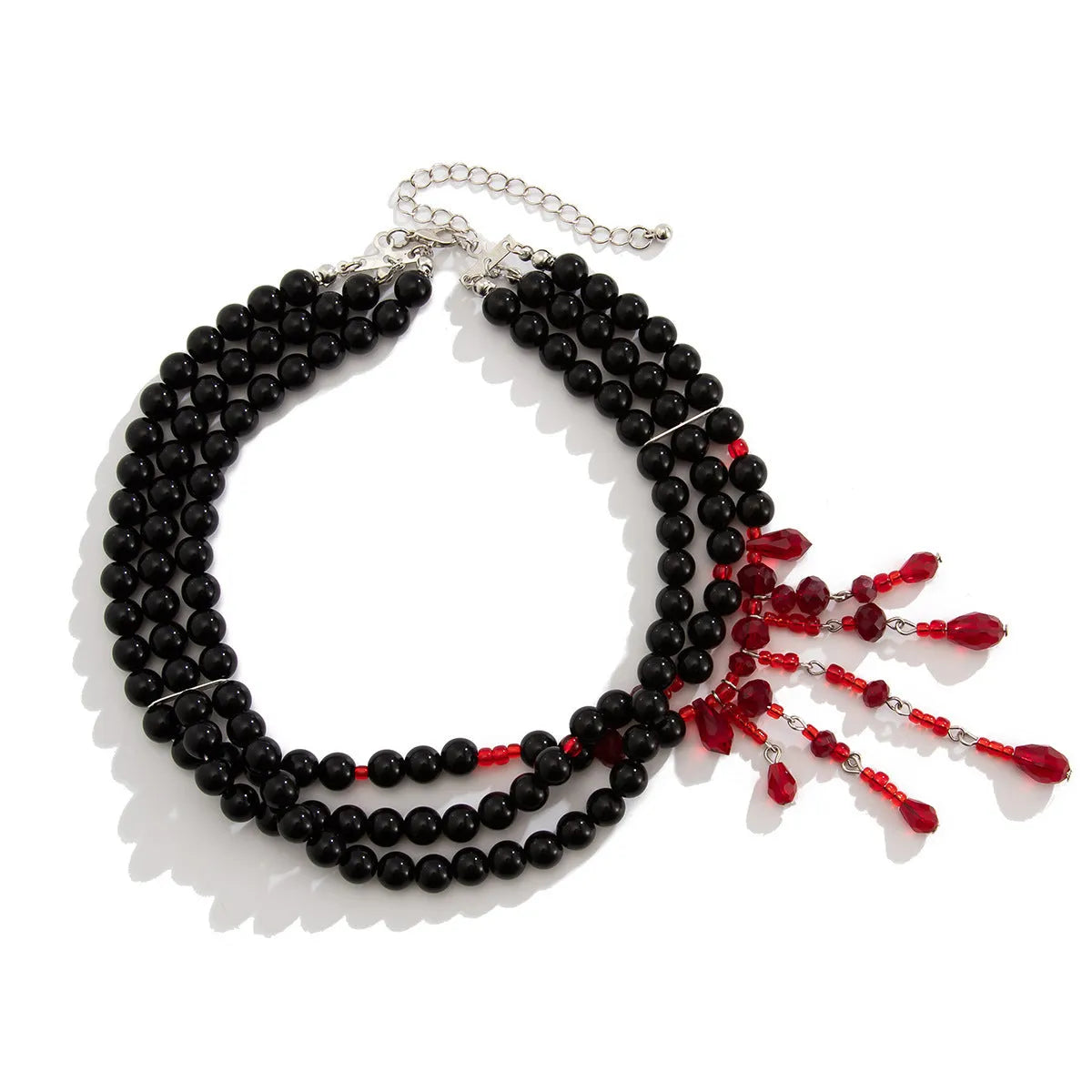 Halloween blood drop tassel crystal necklace for men with adjustable chain and geometric beads