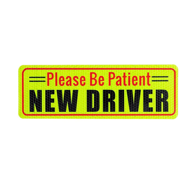 Personalised reflective novice driver bumper sticker, acrylic, 22.5 x 8.5 cm, on a car rear bumper