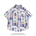 Women's loose fit short sleeve shirt with full floral print in cardigan style