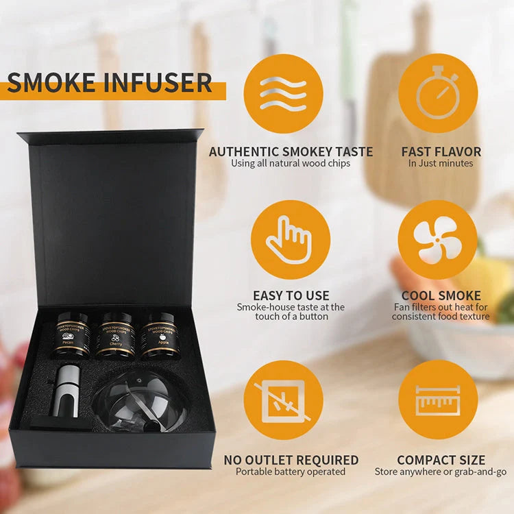 Compact charcoal smoking set for authentic flavours, dimensions 290x290x87mm