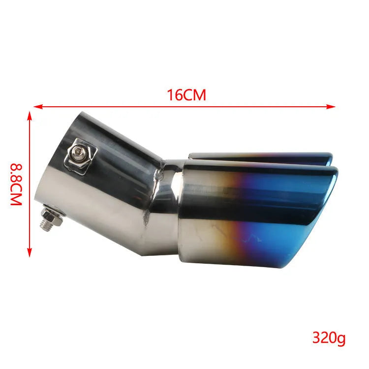 Universal stainless steel automotive exhaust pipe tail muffler with 145mm length in silver black finish