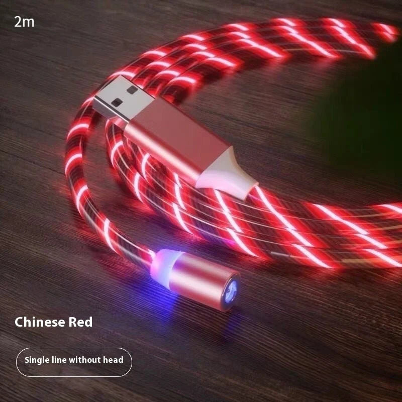 Magnetic charging cable with LED indicator, available in blue, red, green, and colorful options.