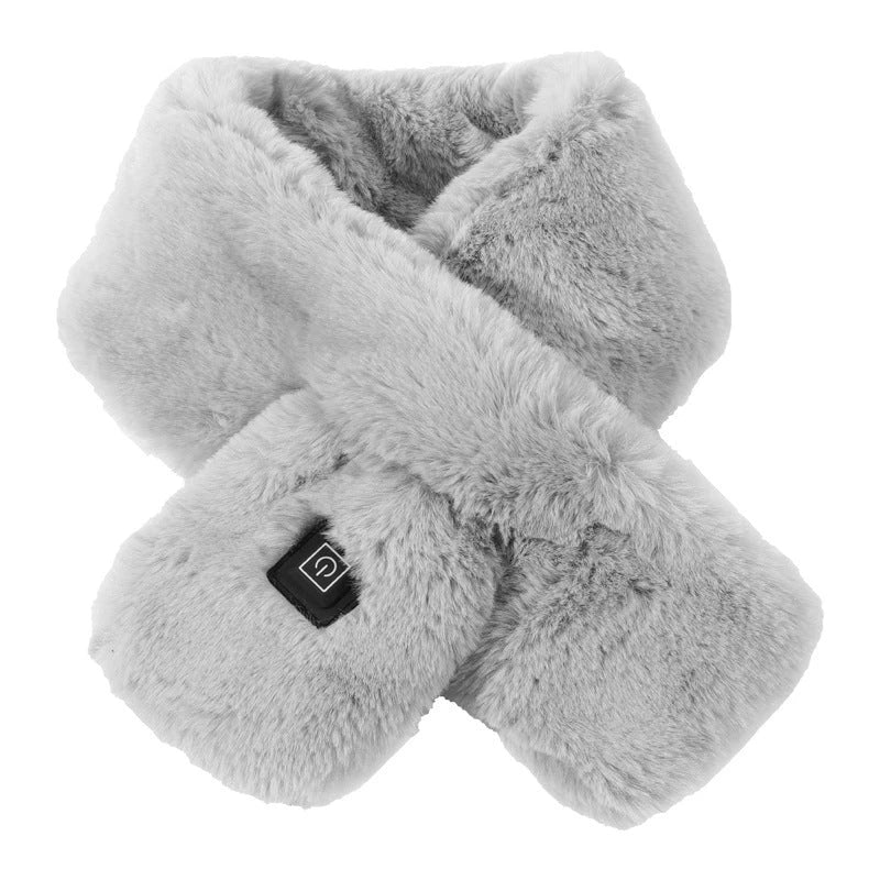 USB-powered heated scarf with 3 adjustable temperature settings, made of soft, lightweight, and washable fabric for cozy comfort.