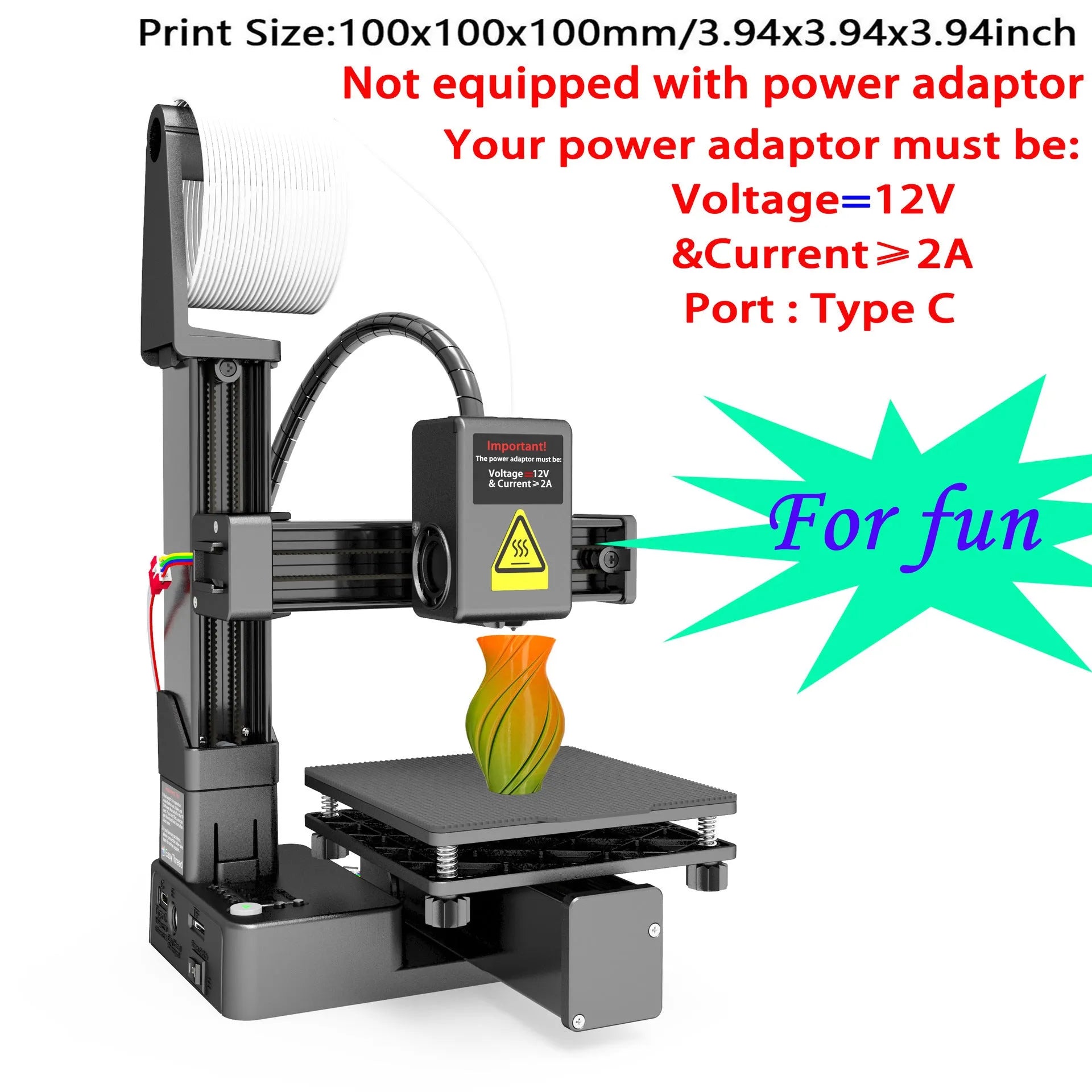 White EasyThreed K10 desktop 3D printer with 175mm build volume for TPU and PLA filaments
