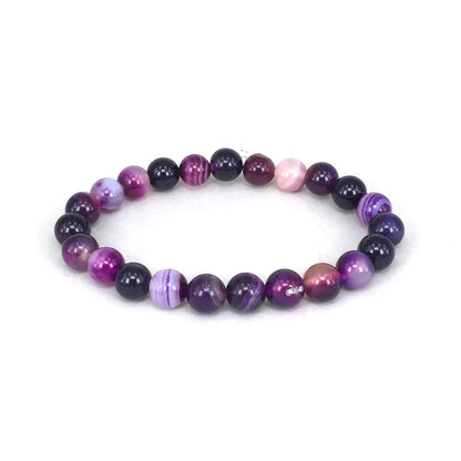 Violet agate ethnic style bracelet with round beads
