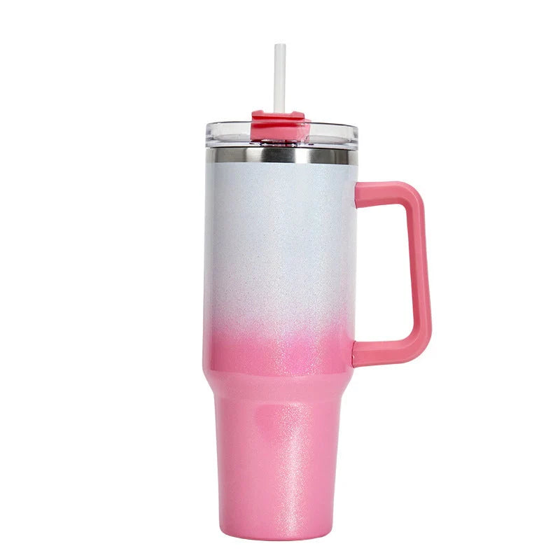 Double-layer stainless steel vacuum insulation cup in various colours, perfect for keeping drinks hot or cold.