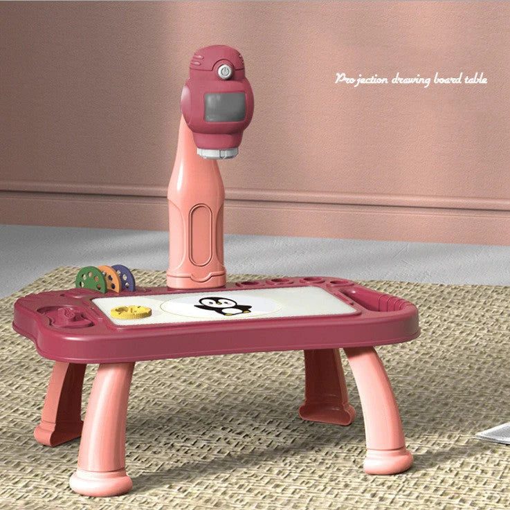 Children's magnetic projection drawing board with music function in blue and pink