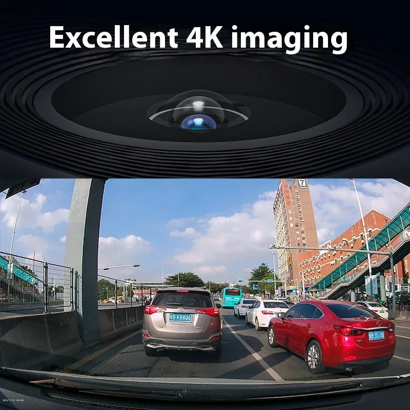 4K hidden driving recorder without screen, mounted behind car rear-view mirror, with night vision capability