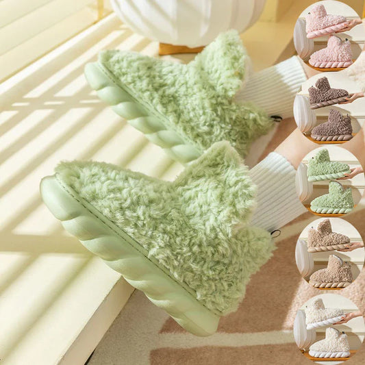 Cozy high-heel plush slippers in various colors for indoor and outdoor wear