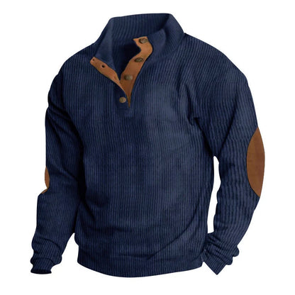 Corduroy casual stand collar long-sleeved sweater in various colours